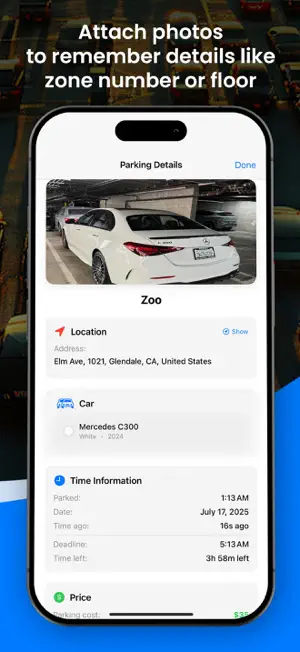 App Parking Details Screen